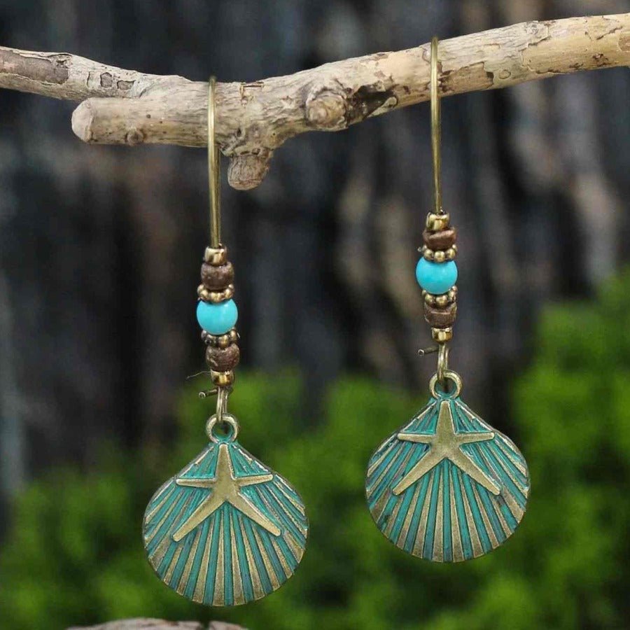 Front view of an earrings - Boho Shell Earrings - Style 15 - Zuzus Trove