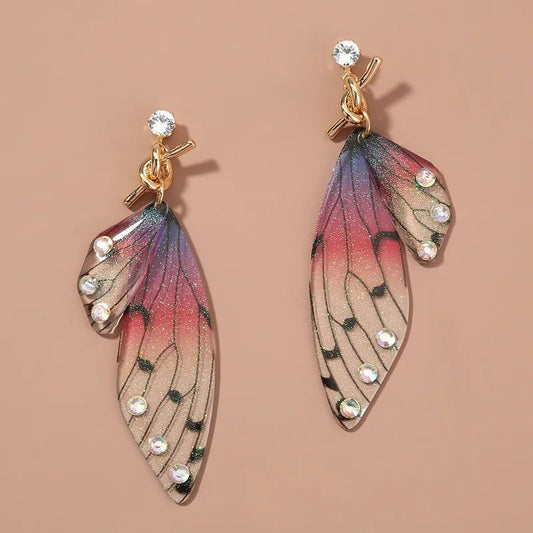 Image of an earring - Butterfly Earrings - Premium Acrylic Butterfly - Hypoallergenic - Deep Red and Purple by Zuzus Trove