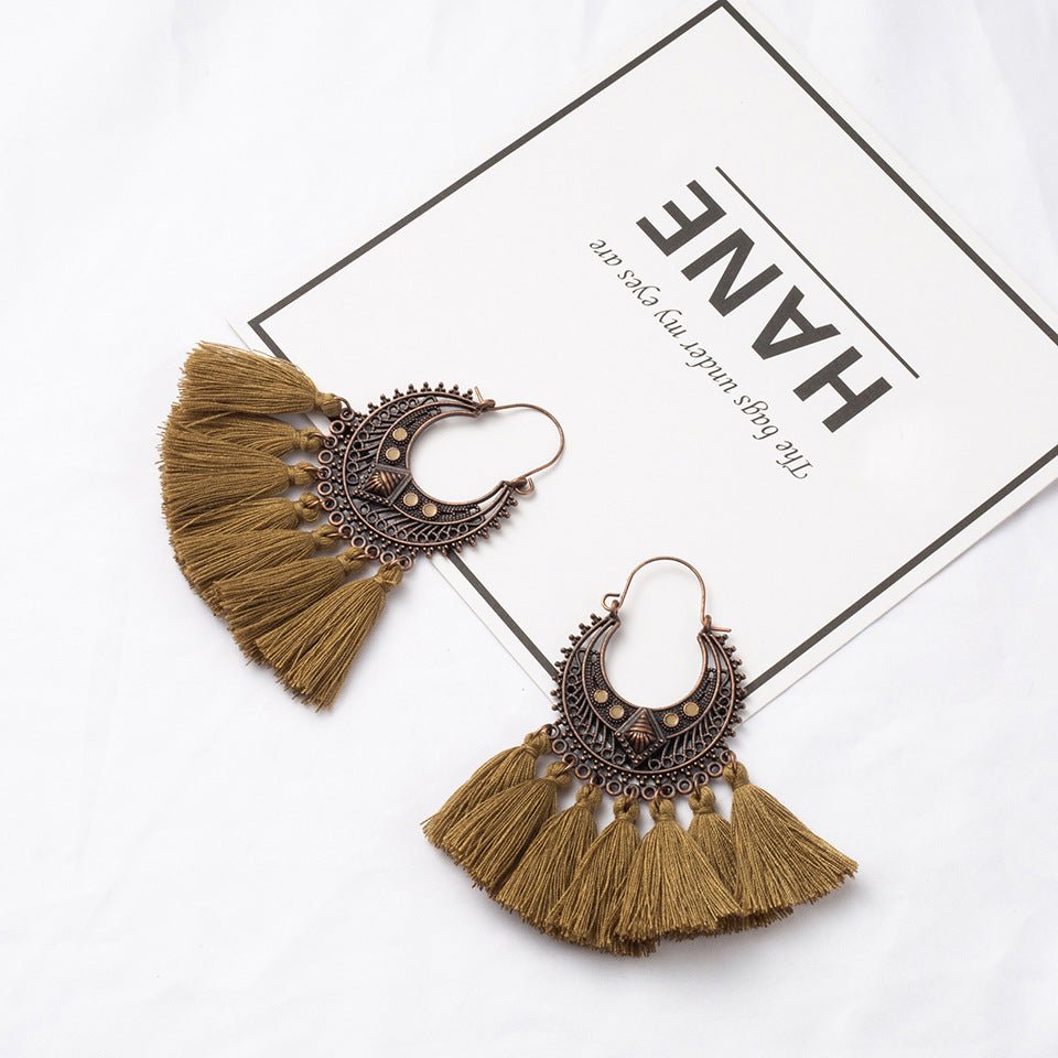 Front view of an earrings - Colourful Tassel Earrings - Zuzus Trove