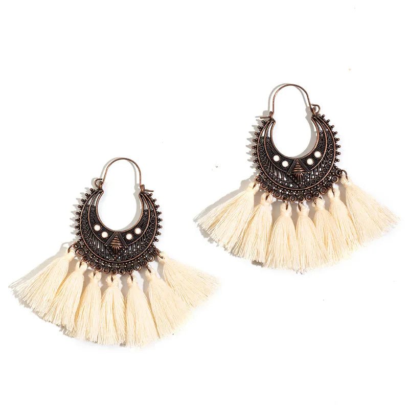 Front view of an earrings - Colourful Tassel Earrings - Zuzus Trove