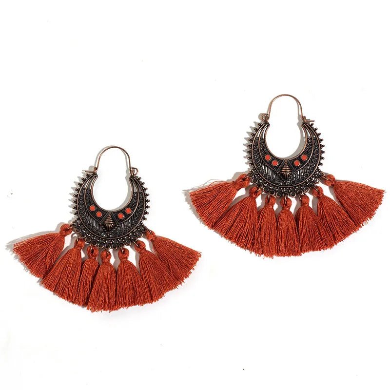 Front view of an earrings - Colourful Tassel Earrings - Zuzus Trove