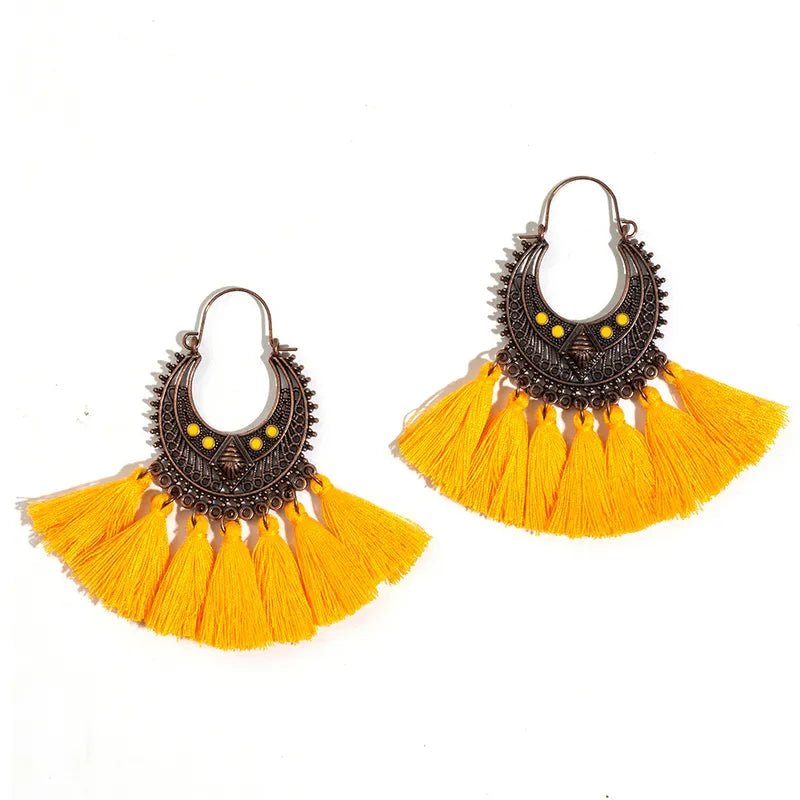 Front view of an earrings - Colourful Tassel Earrings - Zuzus Trove