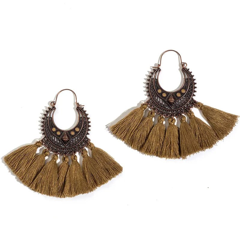 Front view of an earrings - Colourful Tassel Earrings - Zuzus Trove