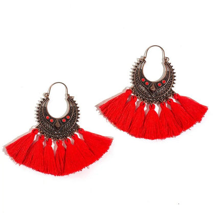 Front view of an earrings - Colourful Tassel Earrings - Zuzus Trove