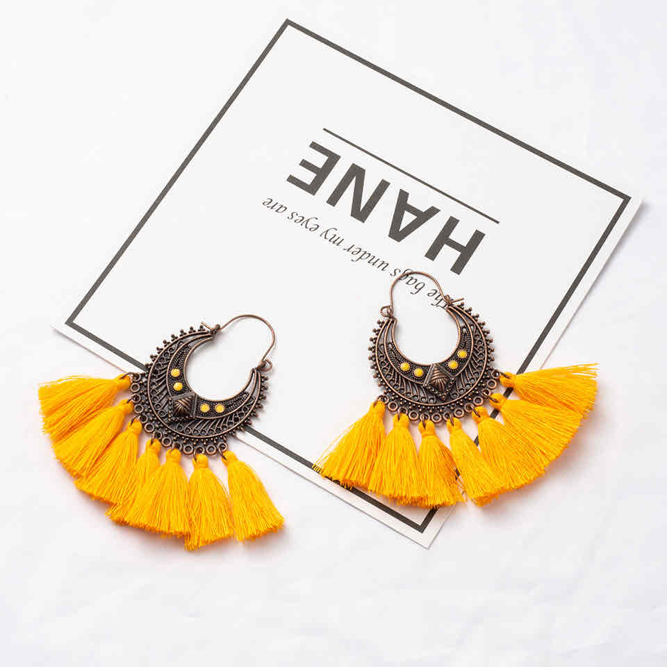 Front view of an earrings - Colourful Tassel Earrings - Zuzus Trove