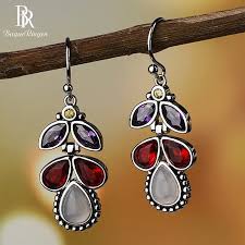 Image of an earring - Designer Leafy Stone Earrings by Zuzus Trove