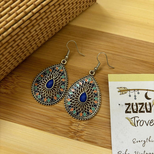 Image of an earring - Ethnic Blue Stone Earring by Zuzus Trove