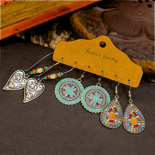 Front view of an earrings - Ethnic Combo Earrings Style 2 - Zuzus Trove