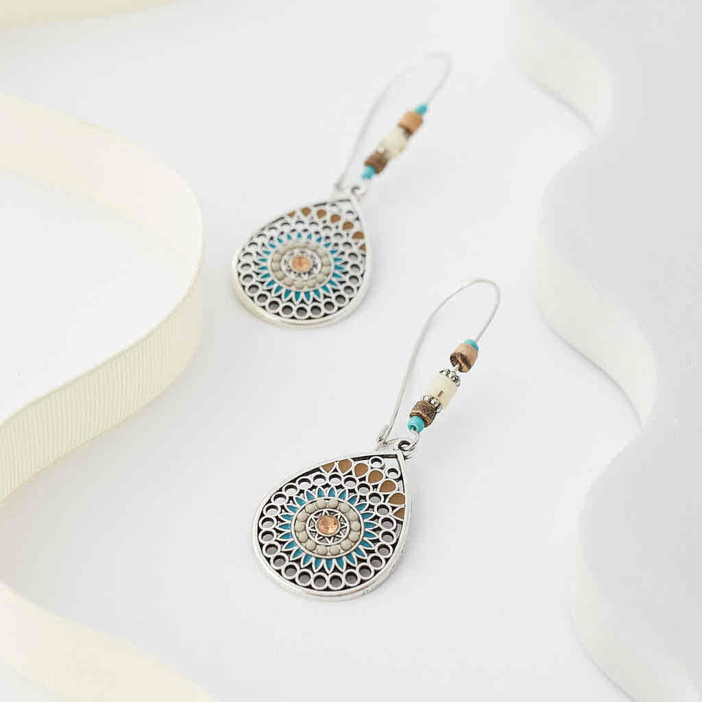 Front view of an earrings - Ethnic - Drop Earrings - Dangle Earring (Round) - Zuzus Trove