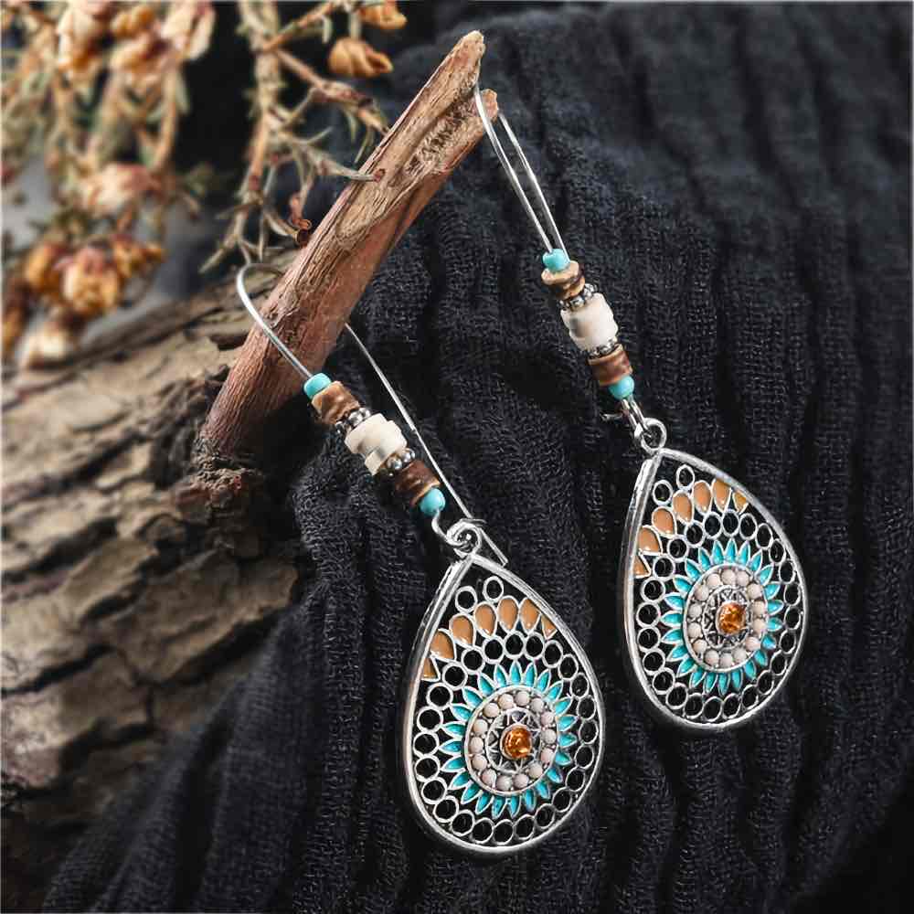 Oxidised Turquoise Mandala Earrings | Zuzu's Trove – Zuzus Trove