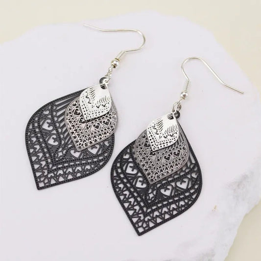 Front view of an earrings - Fancy Black Earrings - Zuzus Trove