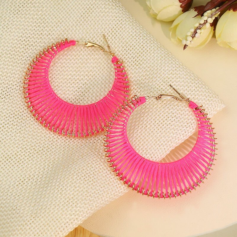 Front view of an earrings - Flamingo Pink Moon Earrings - Zuzus Trove