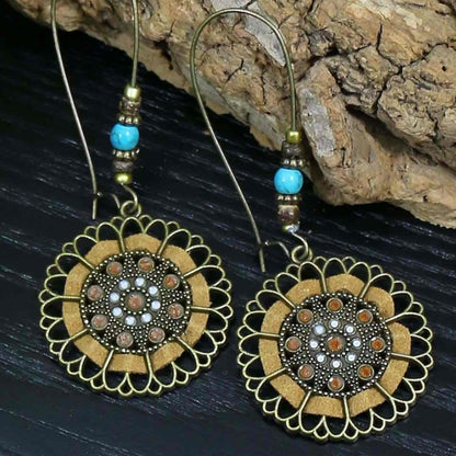 Front view of an earrings - Fortune Wheel Earrings - Zuzus Trove