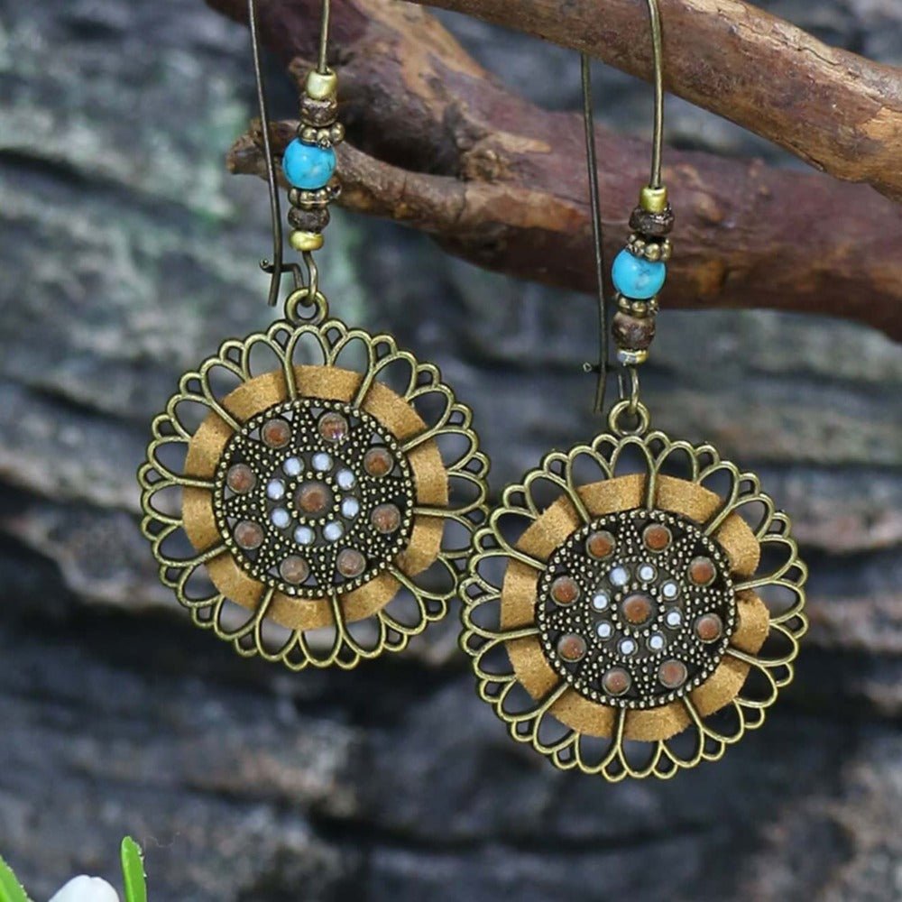 Front view of an earrings - Fortune Wheel Earrings - Zuzus Trove