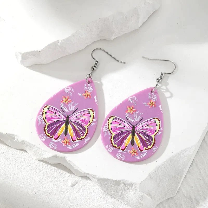 Front view of an earrings - Kids Earrings - Butterfly earrings - Pink Fun Butterflies! - ZuZus Trove - Zuzus Trove