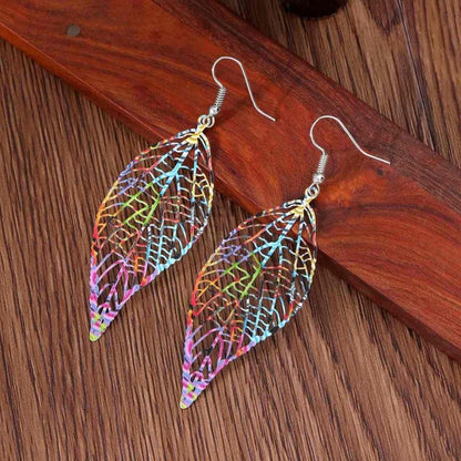 Front view of an earrings - Korean Leaf Earrings - Psychdellic series - Zuzus Trove