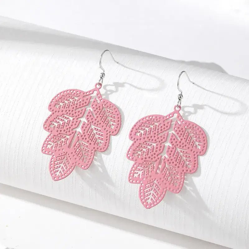 Front view of an earrings - Korean Leaf Earrings - Zuzus Trove