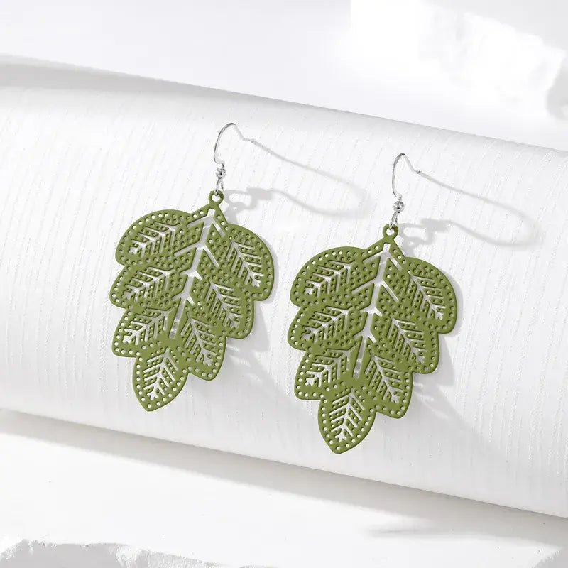 Front view of an earrings - Korean Leaf Earrings - Zuzus Trove