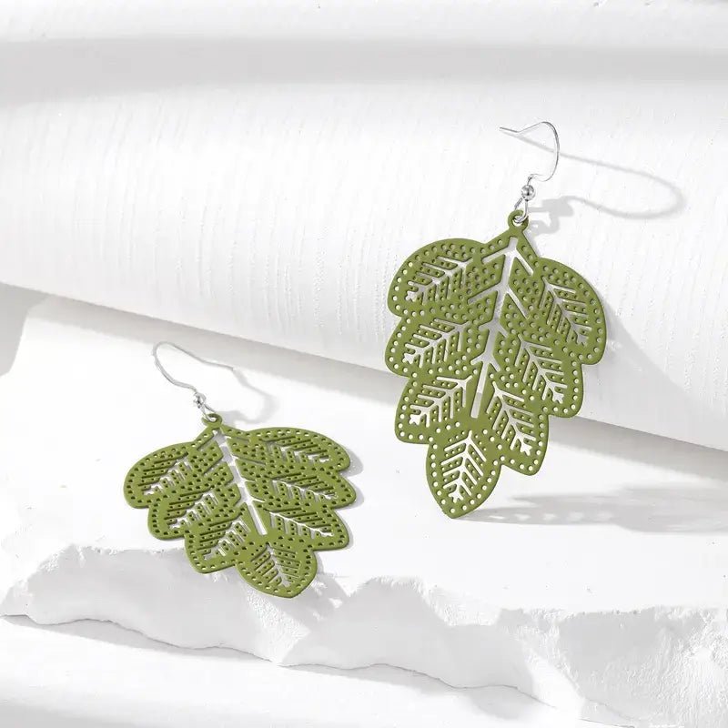 Front view of an earrings - Korean Leaf Earrings - Zuzus Trove