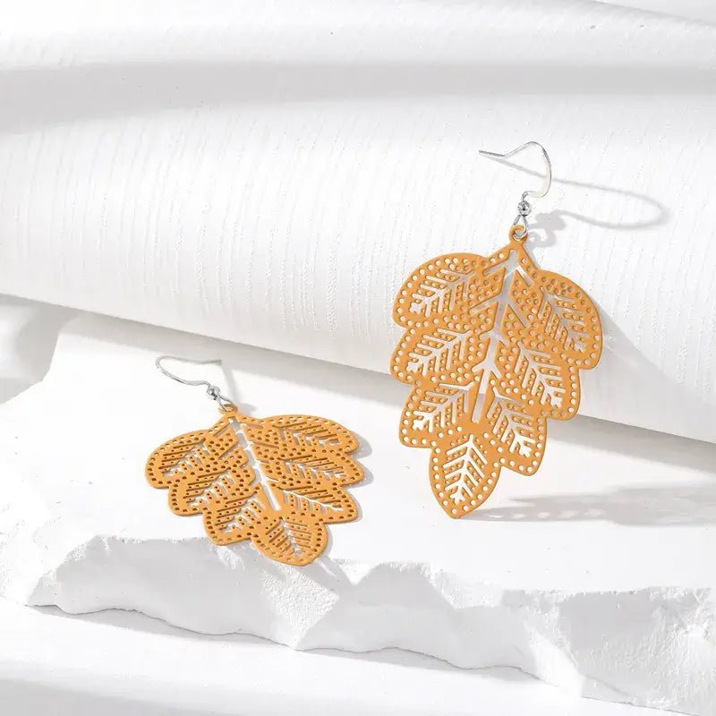 Front view of an earrings - Korean Leaf Earrings - Zuzus Trove