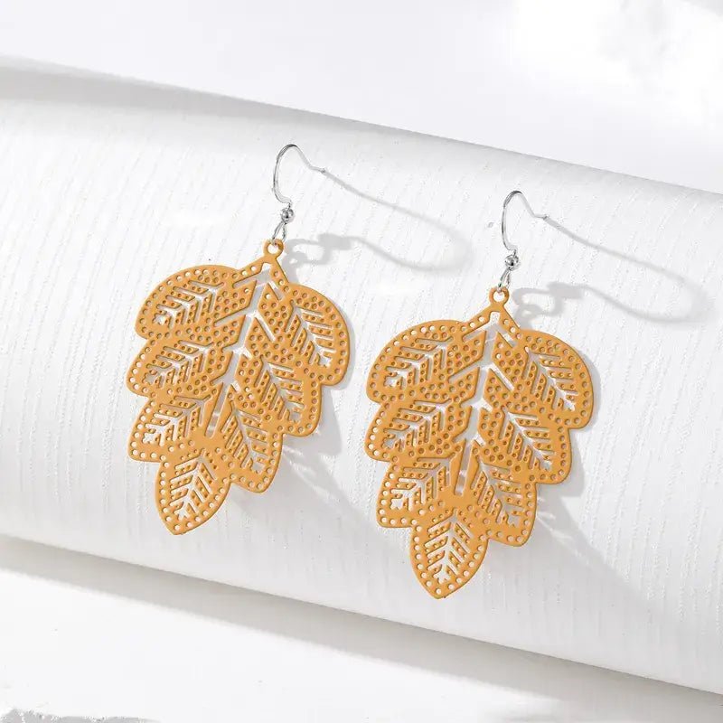 Front view of an earrings - Korean Leaf Earrings - Zuzus Trove