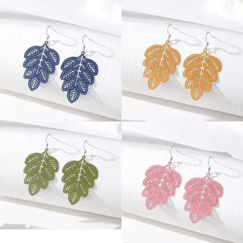 Front view of an earrings - Korean Leaf Earrings - Zuzus Trove