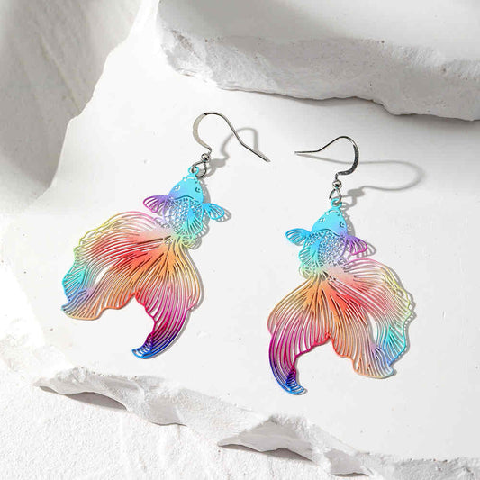 Front view of an earrings - Korean Rainbow Fish Earrings - Zuzus Trove