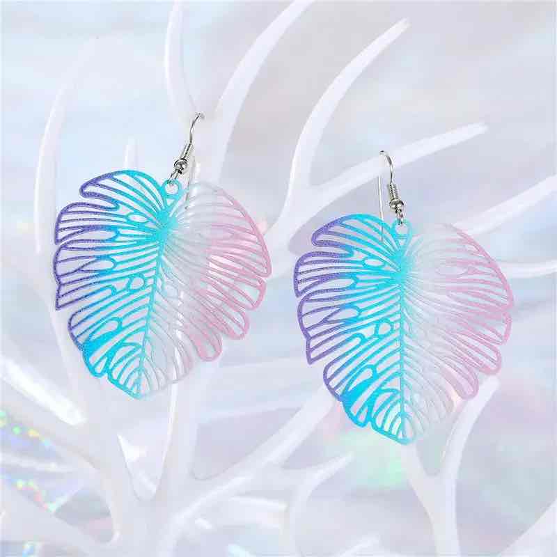 Front view of an earrings - Leaf Earrings - K - Pop Ecstatic Leaf Earrings - Zuzus Trove