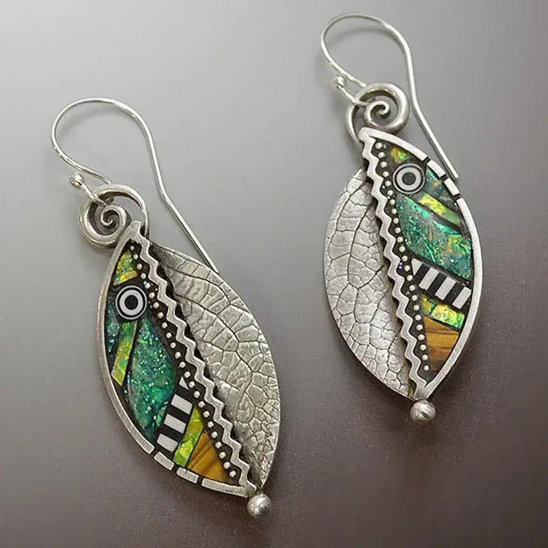 Front view of an earrings - Leafy Affair Earring Design - Zuzus Trove