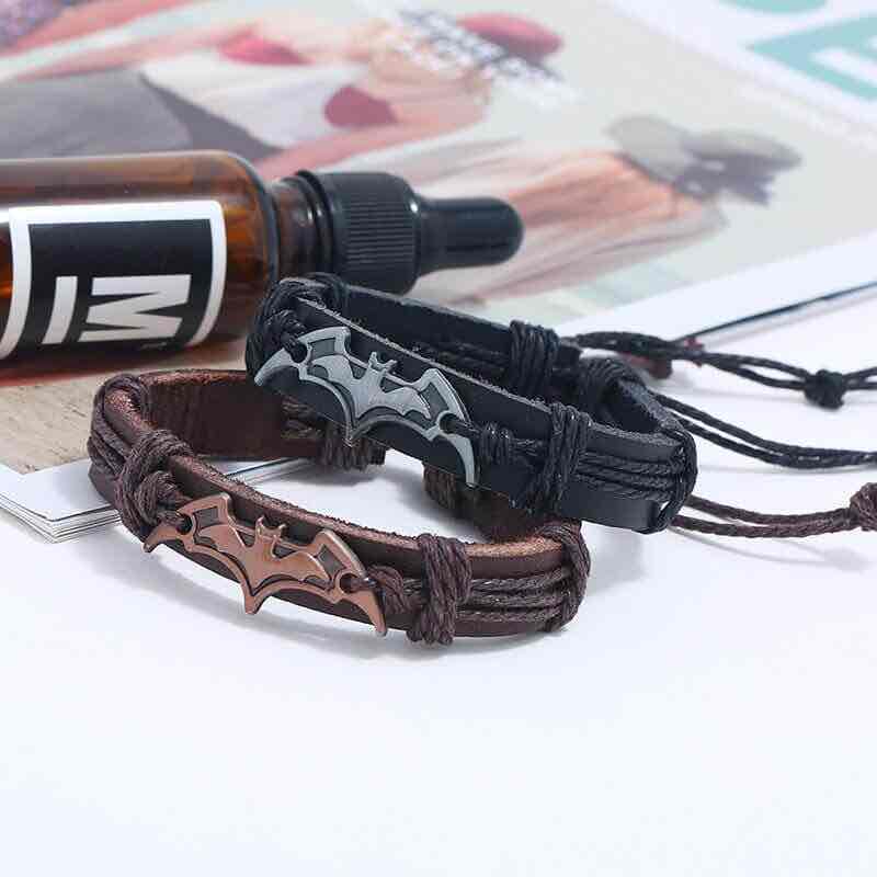 Image of an earring - Leather Bracelets - Batman - Bracelets for Men by Zuzus Trove