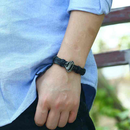 Front view of an earrings - Leather Bracelets - Super Man - Bracelets for Men - Zuzus Trove