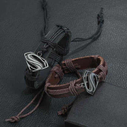 Image of an earring - Leather Bracelets - Super Man - Bracelets for Men by Zuzus Trove