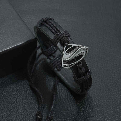 Image of an earring - Leather Bracelets - Super Man - Bracelets for Men by Zuzus Trove