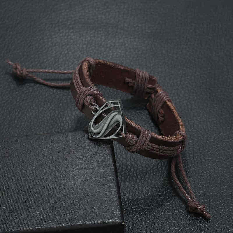 Image of an earring - Leather Bracelets - Super Man - Bracelets for Men by Zuzus Trove