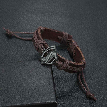 Image of an earring - Leather Bracelets - Super Man - Bracelets for Men by Zuzus Trove