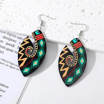 Front view of an earrings - Light weight Painting - Tribal Design earrings - Zuzus Trove