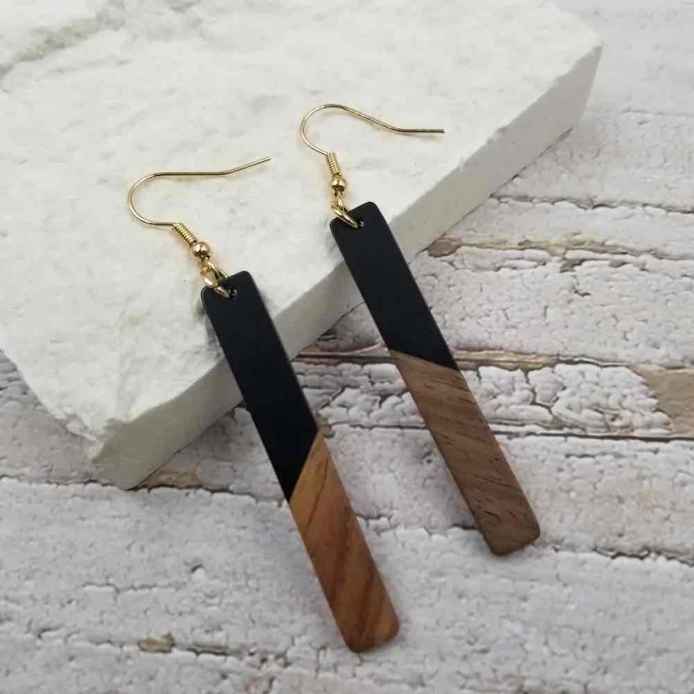 Image of an earring - Long Earrings - Designer Chic Wood Earrings by Zuzus Trove