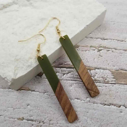 Image of an earring - Long Earrings - Designer Chic Wood Earrings by Zuzus Trove