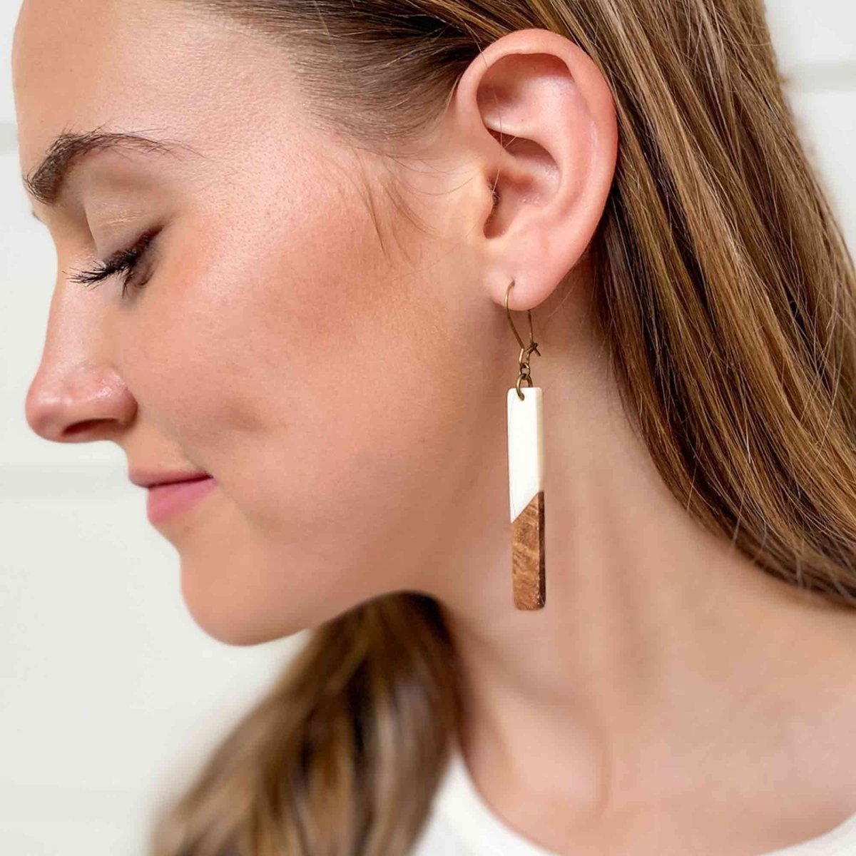 Image of an earring - Long Earrings - Designer Chic Wood Earrings by Zuzus Trove