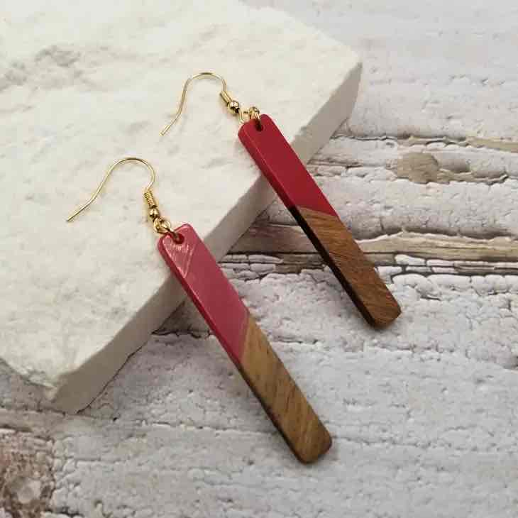 Image of an earring - Long Earrings - Designer Chic Wood Earrings by Zuzus Trove