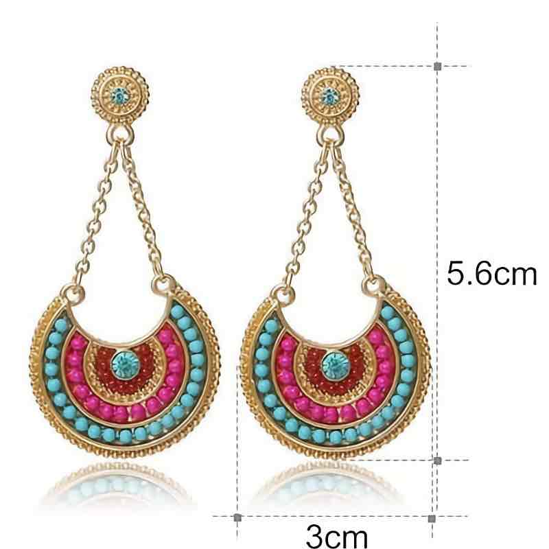 Front view of an earrings - Luxury | Turquoise and Pink Premium Stone Earrings - Zuzus Trove