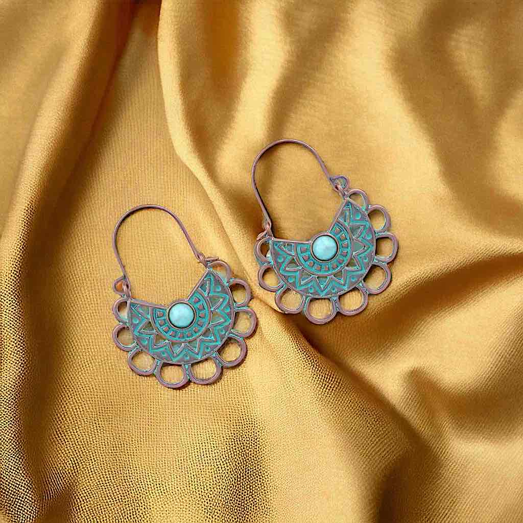 Front view of an earrings - Luxury - Vintage Turquoise Charm Earrings - Zuzus Trove