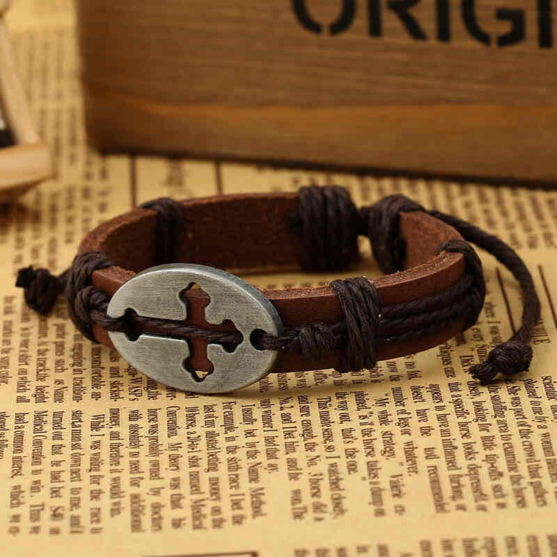 Image of an earring - Men's Bracelets - Cross - Leather Bracelets for Men by Zuzus Trove