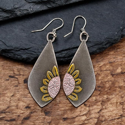 Image of an earring - Oxidised Earrings - Flower Drop Earrings by Zuzus Trove