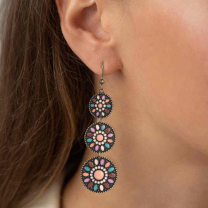 Front view of an earrings - Premium | Baby Pink - Oxidised Drop Earrings - Zuzus Trove