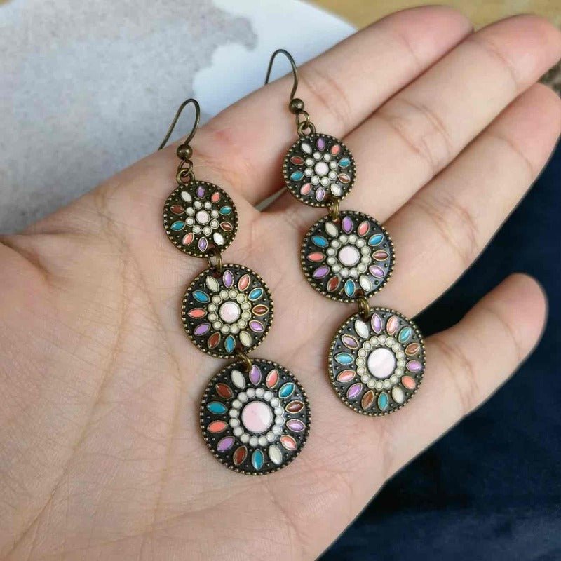 Front view of an earrings - Premium | Baby Pink - Oxidised Drop Earrings - Zuzus Trove