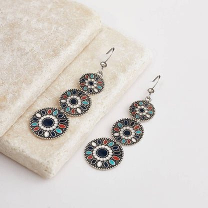 Front view of an earrings - Premium | Blue - Black Boho Ethnic Drop Earrings - Zuzus Trove