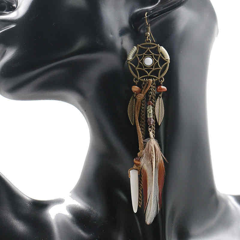 Front view of an earrings - Premium | Boho Feathers - Zuzus Trove