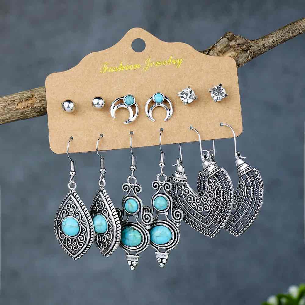 Image of an earring - Premium Classic - 6 Piece Turquoise Combo 1 by Zuzus Trove