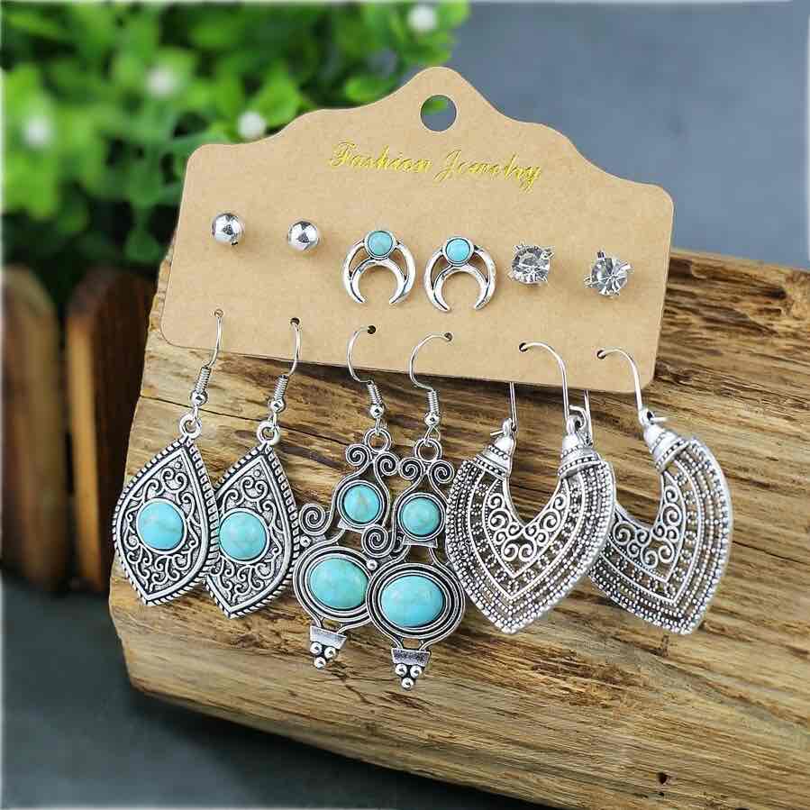 Image of an earring - Premium Classic - 6 Piece Turquoise Combo 1 by Zuzus Trove